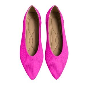 Pink Pointed Toe Knit Ballet Flats for Women