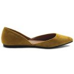 Mustard Faux Suede Slip-On Ballet Flats for Women