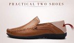 Colorful Men's Leather Slip-On Driving Loafers - Brown