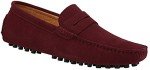 JIONS Men's Burgundy Suede Driving Loafers