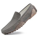 Men's Lightweight Grey Leather Slip-On Loafers