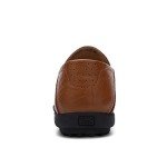 Colorful Men's Leather Slip-On Driving Loafers - Brown