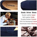 JIONS Men's Burgundy Suede Driving Loafers