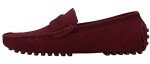 JIONS Men's Burgundy Suede Driving Loafers