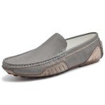 Men's Lightweight Grey Leather Slip-On Loafers