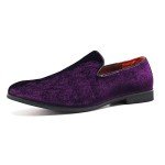 Men's Casual Purple Slip-On Leather Dress Sneakers
