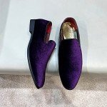 Men's Casual Purple Slip-On Leather Dress Sneakers
