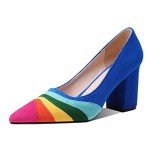 Colorful Rainbow Chunky Heel Pumps for Women