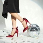 Trary Red Bow Knot Stiletto Heels for Women
