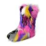 Colorful Faux Fur Round Toe Winter Boots