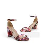 Colorful Floral Low Heel Pump Sandals for Women