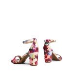 Colorful Floral Chunk Low Heel Sandals for Women