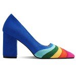 Colorful Rainbow Chunky Heel Pumps for Women