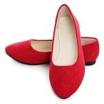 Bright Red Women's Slip-On Pointed Ballet Flats