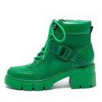 Colorful Women's Lace-Up Combat Boots with Buckle