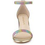 Allegra K Women's Glitter Gradient Chunky Heels