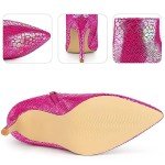 Hot Pink Snakeskin Metallic Stiletto Ankle Boots