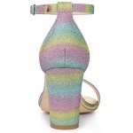 Allegra K Women's Glitter Gradient Chunky Heels