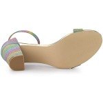 Allegra K Women's Glitter Gradient Chunky Heels