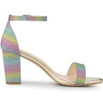 Allegra K Women's Glitter Gradient Chunky Heels