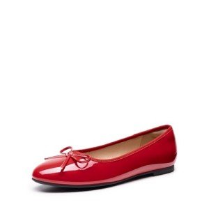 Colorful Women's Round Toe Ballet Flats - Red