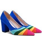 Colorful Rainbow Chunky Heel Pumps for Women