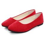 Bright Red Women's Slip-On Pointed Ballet Flats