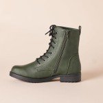 Colorful Women's Lace-Up Combat Boots - Green, Size 7.5