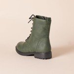 Colorful Women's Lace-Up Combat Boots - Green, Size 7.5