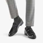 Bruno Marc Black Velvet Slip-On Tuxedo Loafers