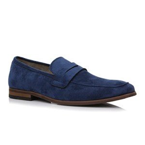 Men's Royal Blue Suede Moc-Toe Loafers
