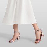 Colorful Floral Low Heel Pump Sandals for Women