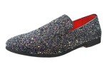 Glitter Black Gold Slip-On Loafers for Men
