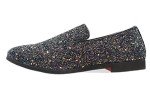 Glitter Black Gold Slip-On Loafers for Men