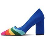 Colorful Rainbow Chunky Heel Pumps for Women