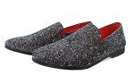 Glitter Black Gold Slip-On Loafers for Men
