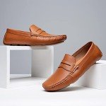 Vostey Men's Casual Brown Slip-On Loafers