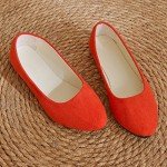 Bright Red Women's Slip-On Pointed Ballet Flats