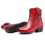 Colorful Women's Floral Mid Calf Boots with Zipper