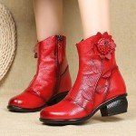 Colorful Women's Floral Mid Calf Boots with Zipper