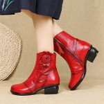 Colorful Women's Floral Mid Calf Boots with Zipper