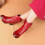 Colorful Women's Floral Mid Calf Boots with Zipper