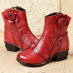 Colorful Women's Floral Mid Calf Boots with Zipper