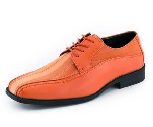 Orange Striped Satin Oxford Shoes for Men