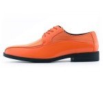 Orange Striped Satin Oxford Shoes for Men