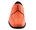 Orange Striped Satin Oxford Shoes for Men