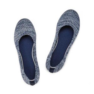 Blue Print Knit Ballet Flats for Women