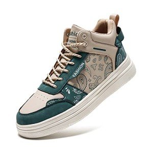 Colorful High Top Men's Sneakers - Green Size 8