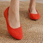 Bright Red Women's Slip-On Pointed Ballet Flats