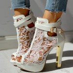 Colorful Lace Flower Open Toe High Heels